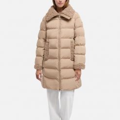Kurtka GEOX W VILDE Jasnobrązowy. Brązowe kurtki damskie Geox, bez wzorów, z tkaniny, bez kaptura. Za 655.99 zł.