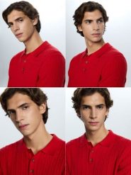 Strukturalny sweter polo - czerwony. Czerwone swetry męskie Reserved, l, bez wzorów, z bawełny, bez kołnierzyka. Za 119.99 zł.