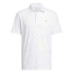 Koszulka polo z nadrukiem adidas ULT Esce. Białe koszulki polo męskie Adidas, m, z aplikacjami, z materiału, bez ramiączek. Za 302.50 zł.