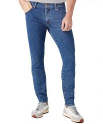 WRANGLER LARSTON MĘSKIE SPODNIE JEANSOWE COOL BLUE W18SKT32Q 112145868. Niebieskie spodnie materiałowe męskie Wrangler, bez wzorów, z jeansu. Za 229.99 zł.