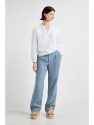 Josephine & Co Spodnie "Jose" w kolorze niebieskoszarym rozmiar: 36. Niebieskie spodnie materiałowe damskie Josephine & Co, bez wzorów, ze lnu. Za 289.88 zł.