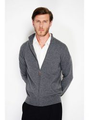William de Faye Kardigan w kolorze szarym rozmiar: 42. Szare kardigany męskie William De Faye, bez wzorów, z kaszmiru, klasyczne, bez kołnierzyka. Za 195.99 zł.