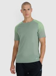 4F Koszulka do biegania w terenie szybkoschnąca męska - oliwkowa M. Brązowe t-shirty sportowe męskie 4f, l, z materiału, bez ramiączek, do biegania. Za 129.99 zł.