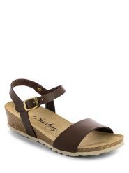 Sunbay Skórzane sandały "Esperance" w kolorze ciemnobrązowym na koturnie rozmiar: 41. Brązowe sandały damskie Sunbay, bez wzorów, bez obcasa, na koturnie. Za 125.85 zł.