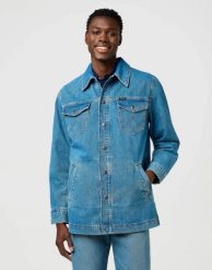 MESKA KURTKA JEANSOWA WRANGLER WRANGE JACKET IRON FORGE 112371445. Kurtki męskie Wrangler, xl, bez wzorów, z jeansu, bez kaptura. Za 389.99 zł.
