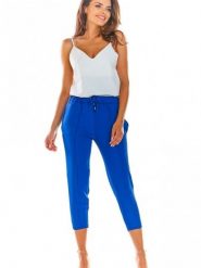 Spodnie Damskie Model A306 Blue - awama. Niebieskie spodnie materiałowe damskie Awama, bez wzorów, z elastanu, eleganckie, plus size. Za 254.00 zł.