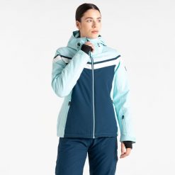 Kurtka narciarska damska Flurry. Niebieskie kurtki damskie Dare 2b, bez wzorów, bez kaptura, narciarskie. W wyprzedaży za 449.99 zł.