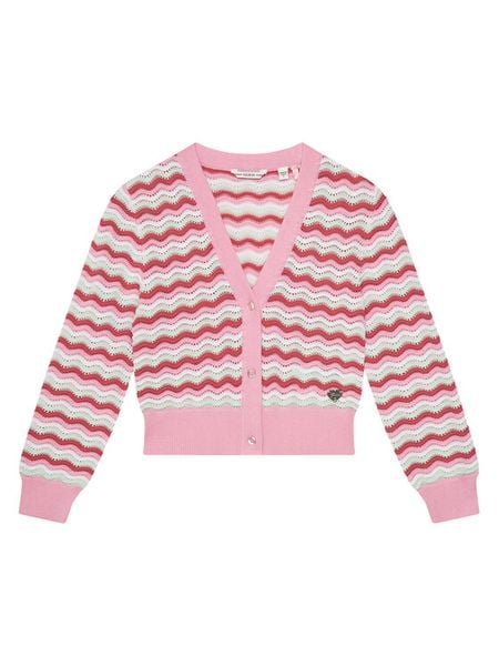Guess Kardigan J5GR05 Z3MR1 Różowy Regular Fit. Czerwone spodnie materiałowe męskie Guess, z aplikacjami, z bawełny. Za 129.99 zł.