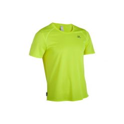 Koszulka do biegania krótki rękaw Ekiden męska żółta. Żółte t-shirty sportowe męskie KALENJI, m, z materiału, bez ramiączek, do biegania. W wyprzedaży za 7.99 zł.