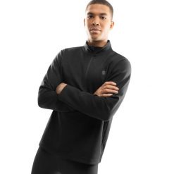 Męska bluza treningowa z suwakiem pod szyją Fitness Siroko Inter. Czarne bluzy bez kaptura męskie SIROKO, bez wzorów, z materiału, bez kołnierzyka, bez ramiączek. W wyprzedaży za 146.95 zł.