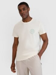 4F T-shirt regular z nadrukiem męski - biały 3XL. Białe t-shirty męskie 4f, m, bez wzorów, z bawełny, bez kołnierzyka. W wyprzedaży za 49.99 zł.