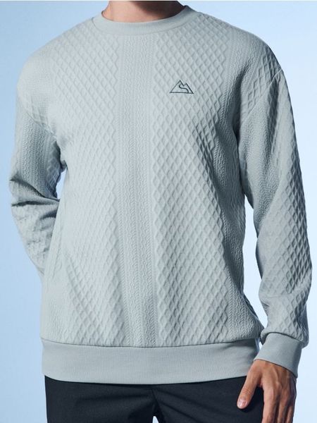 Strukturalna bluza crewneck z haftem - błękitny. Niebieskie bluzy bez kaptura męskie Sinsay, l. Za 49.99 zł.