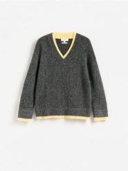 Sweter z dodatkiem wełny - szary. Szare swetry klasyczne damskie Reserved, l, z dzianiny, bez kołnierzyka. Za 179.99 zł.