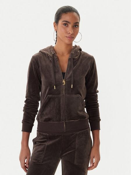 Juicy Couture Bluza Robertson JCAP176G Brązowy Slim Fit. Brązowe bluzy bez kaptura damskie Juicy Couture, s, z syntetyku. Za 439.99 zł.