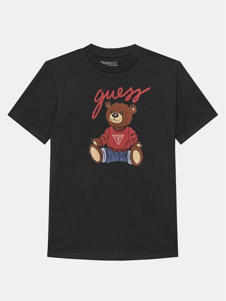 Guess T-Shirt H4BJ06 I3Z14 Czarny Regular Fit. Czarne koszulki dziewczęce Guess, z aplikacjami, z bawełny, bez ramiączek. Za 119.99 zł.