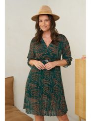 Curvy Lady Sukienka w kolorze ciemnozielonym rozmiar: 40/42. Zielone sukienki damskie Curvy Lady, na co dzień, bez wzorów, ze skóry, klasyczne, bez kołnierzyka, bez ramiączek, midi, proste. Za 113.90 zł.