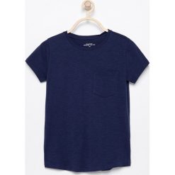 T-shirt z bawełny organicznej - Granatowy. Niebieskie koszulki dziewczęce Reserved, m, bez wzorów, z bawełny, bez kołnierzyka. Za 79.99 zł.