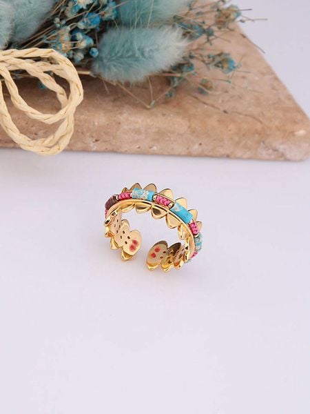 Charlize Pozłacany pierścionek z turkusami rozmiar: onesize. Różowe pierścionki damskie Charlize, z turkusem, pozłacane. Za 82.44 zł.