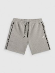 4F Spodenki kibica męskie - szare S. Szare szorty męskie 4f, z dresówki, bez kołnierzyka. Za 149.99 zł.