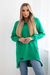 Bluza ocieplana z dłuższym tyłem jasno zielona. Zielone bluzy z kapturem damskie KESI, l, z bawełny. Za 267.67 zł.