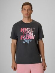 4F T-shirt regular z nadrukiem męski - szary L. Szare t-shirty męskie 4f, l, bez wzorów, z bawełny, bez kołnierzyka. Za 69.99 zł.