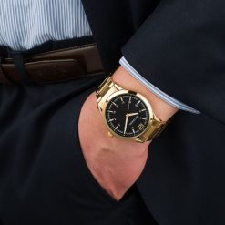 Zegarek męski bransoleta duży solidny złoty klasyczny premium Beltimore BT02. Żółte zegarki męskie złote. Za 149.99 zł.