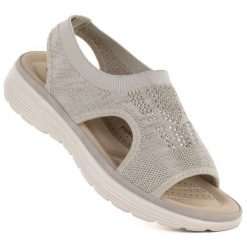 Sandały damskie komfortowe beżowe Unisoft 5769. Brązowe sandały damskie Unisoft, bez wzorów, z tkaniny, bez obcasa. Za 109.99 zł.