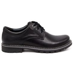 Kampol Buty męskie trapery skórzane 32/15 Czarne. Czarne buty zimowe męskie ze skóry, bez zapięcia. Za 392.97 zł.