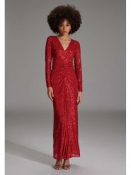 SWING Sukienka w kolorze czerwonym rozmiar: 40. Czerwone sukienki damskie Swing, bez wzorów, bez kołnierzyka, bez ramiączek, maxi. Za 326.32 zł.