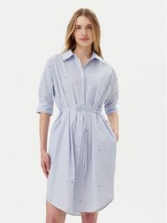 JOOP! Jeans Sukienka koszulowa Dua 30046173 Błękitny Relaxed Fit. Niebieskie sukienki damskie Joop! Jeans, m, bez wzorów, z bawełny, bez kołnierzyka, bez ramiączek, koszulowe. Za 489.99 zł.
