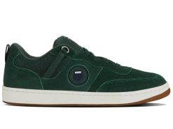 Sneakersy męskie K-Swiss K-Varsity SDE zamszowe buty sportowe tenisówki zielone. Zielone trampki i tenisówki męskie K-Swiss, bez wzorów, z zamszu, bez zapięcia. Za 199.00 zł.