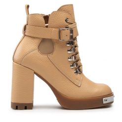 Botki Rage Age. Brązowe botki damskie Rage Age, bez obcasa, na słupku, bez zapięcia. Za 639.99 zł.