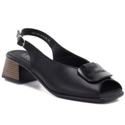 Skórzane sandały damskie na klocku czarne T.Sokolski L26-36. Czarne sandały damskie T.Sokolski, bez wzorów, ze skóry, bez obcasa. Za 189.99 zł.