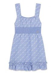 Guess Kids Sukienka 181414 Niebieski Classic Fit. Niebieskie sukienki niemowlęce Guess Kids, z aplikacjami, bez ramiączek. Za 319.99 zł.