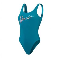 Strój pływacki jednoczęściowy damski Speedo Logo Deep U-Back. Niebieskie stroje jednoczęściowe damskie Speedo, l, bez wzorów. Za 139.99 zł.