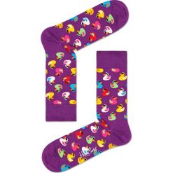 Happy Socks - Skarpetki Rubber Duck. Fioletowe skarpetki damskie Happy Socks, bez wzorów, z bawełny. Za 39.90 zł.