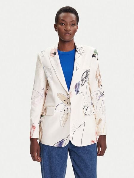 Desigual Marynarka Arty 25WWEW21 Biały Regular Fit. Białe marynarki i żakiety damskie Desigual, m, bez wzorów, z bawełny. Za 359.99 zł.