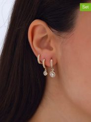 Nakkash Pozłacane kolczyki-kreole (3 szt.) z cyrkoniami rozmiar: onesize. Żółte kolczyki damskie Nakkash, z cyrkonią, pozłacane. Za 104.64 zł.