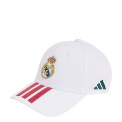 Czapka bejsbolowa Real Madryt. Białe czapki męskie Adidas, bez wzorów, z bawełny, eleganckie. Za 99.95 zł.