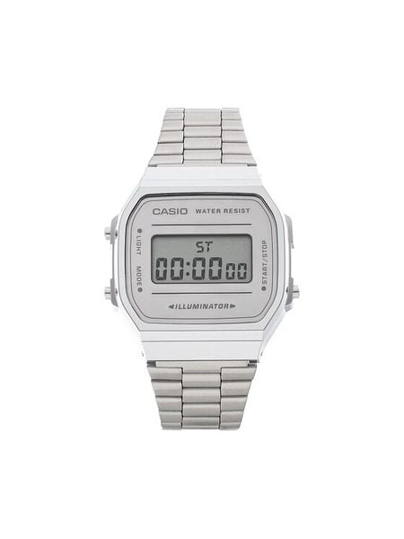 Casio Zegarek Vintage A168WEM-7EF Srebrny. Szare, cyfrowe zegarki męskie Casio, srebrne. Za 219.99 zł.
