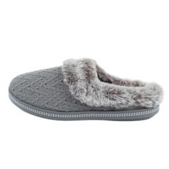 Kapcie damskie ocieplane Skechers 167225/GR szare. Szare kapcie damskie z gumy. Za 283.73 zł.