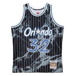 Marmurowa koszula Orlando Magic NBA Team Swingman 1994/95. Czarne koszule damskie Mitchell & Ness, bez wzorów, z poliesteru, bez kołnierzyka, bez ramiączek. Za 623.00 zł.