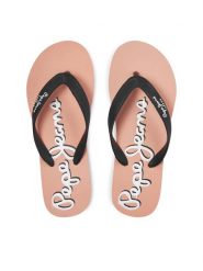 Pepe Jeans Japonki Bay Beach Brand W PLS70157 Czarny. Czarne klapki damskie Pepe Jeans, bez wzorów, z jeansu, bez obcasa. Za 99.99 zł.