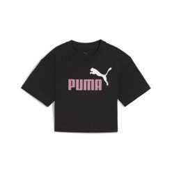 Młodzieżowa krótka koszulka Essentials 2 Colour z logo PUMA No. 1 PUMA. Czarna bluzki damskie Puma, l, bez wzorów, z gumy, młodzieżowe, bez kołnierzyka, bez ramiączek. W wyprzedaży za 64.00 zł.