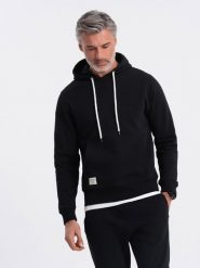 Bluza męska dresowa kangurka z kapturem - czarna V5 OM-SSBN-0177 - XXL. Czarne bluzy z kapturem męskie Ombre Clothing, l, z bawełny. Za 77.99 zł.