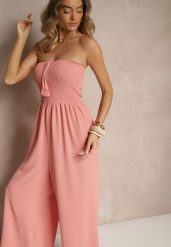 Różowy Kombinezon Bandeau z Szeroką Nogawką Zdobiony Frędzlami Dovaira. Czerwone kombinezony damskie Renee, na lato, l, z aplikacjami, boho, bez kołnierzyka, bez ramiączek. Za 39.99 zł.
