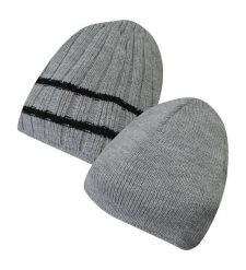 Czapka Dwustronna Szara Jesienno-Zimowa, Beanie, Męska -JAREK. Szare czapki męskie Jarek, na zimę, bez wzorów, z dzianiny, sportowe. Za 24.00 zł.