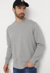 Jasnoszara Bluza Jenylis. Szare bluzy bez kaptura męskie Born2be, m, z dzianiny. Za 44.99 zł.