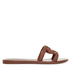 Klapki Melissa. Brązowe klapki damskie Melissa, bez wzorów, bez obcasa. Za 229.99 zł.