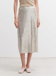OPUS Spódnica w kolorze srebrnym rozmiar: 42. Szare spódniczki damskie Opus, bez wzorów, midi, rozkloszowane. Za 147.91 zł.